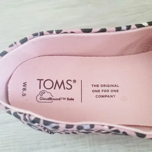 Toms Alpargata Pink Leopard Print Barbie Slip On Canvas Lisa Frank Shoes 6.5 - Picture 7 of 10